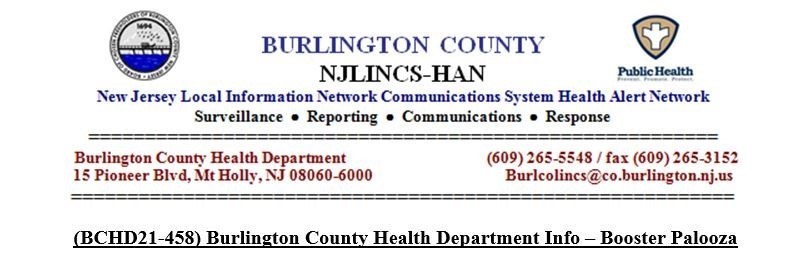 Burlington County Health Department Info – Booster Palooza