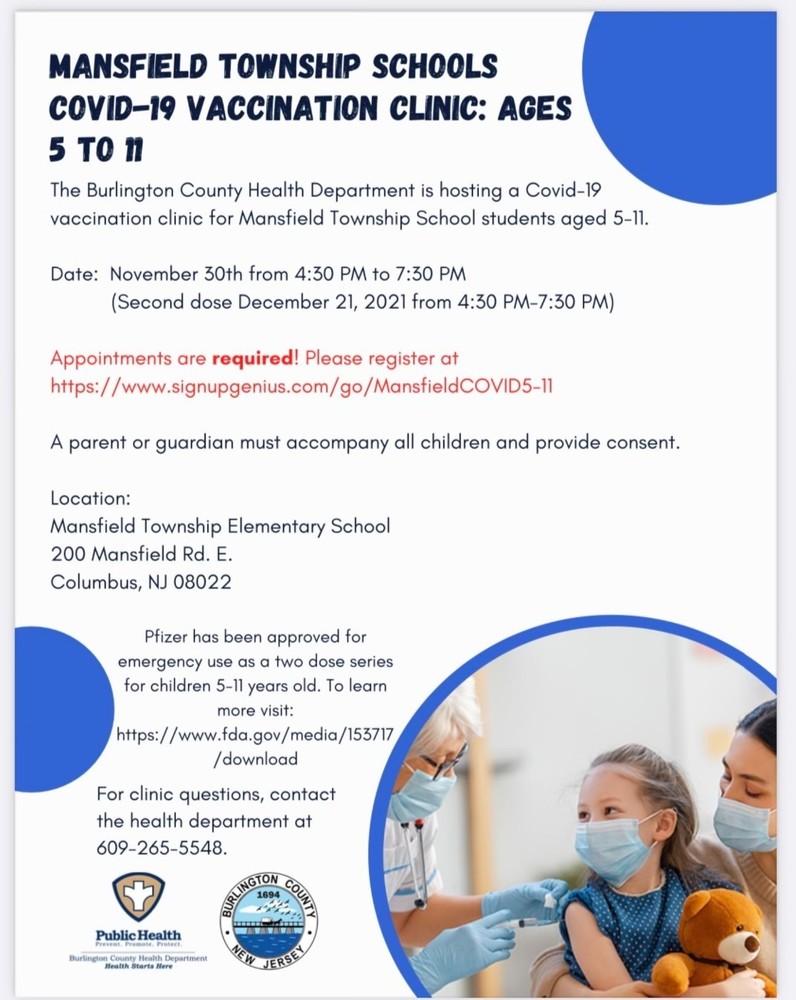 Mansfield Covid-19 Vaccination Clinic: Ages 5 to 11